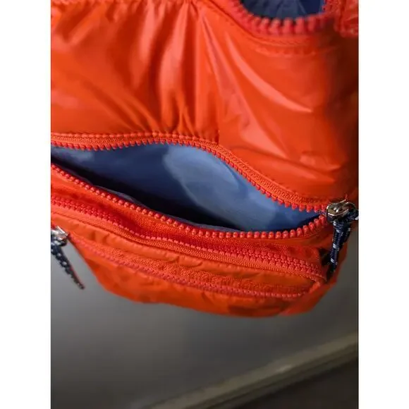 Nautica Burnt Orange Crossbody Hobo Bag Hidden Treasure Navy Strap NWT - Picture 8 of 12
